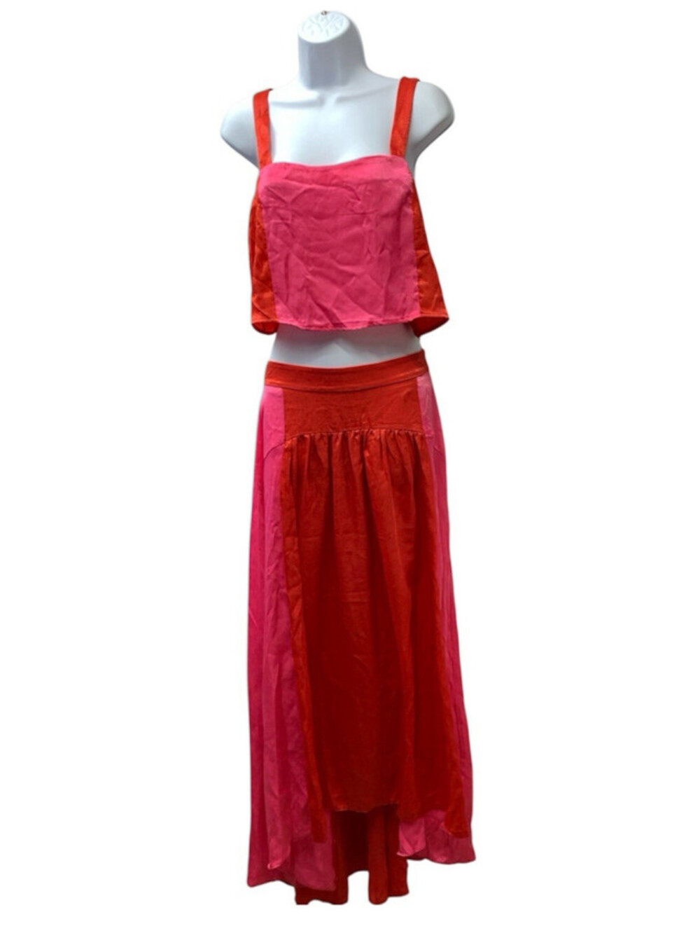 Petal & Pup Women's Lula Top & Skirt Set Sleeveless Red/Pink Casual Size Medium
